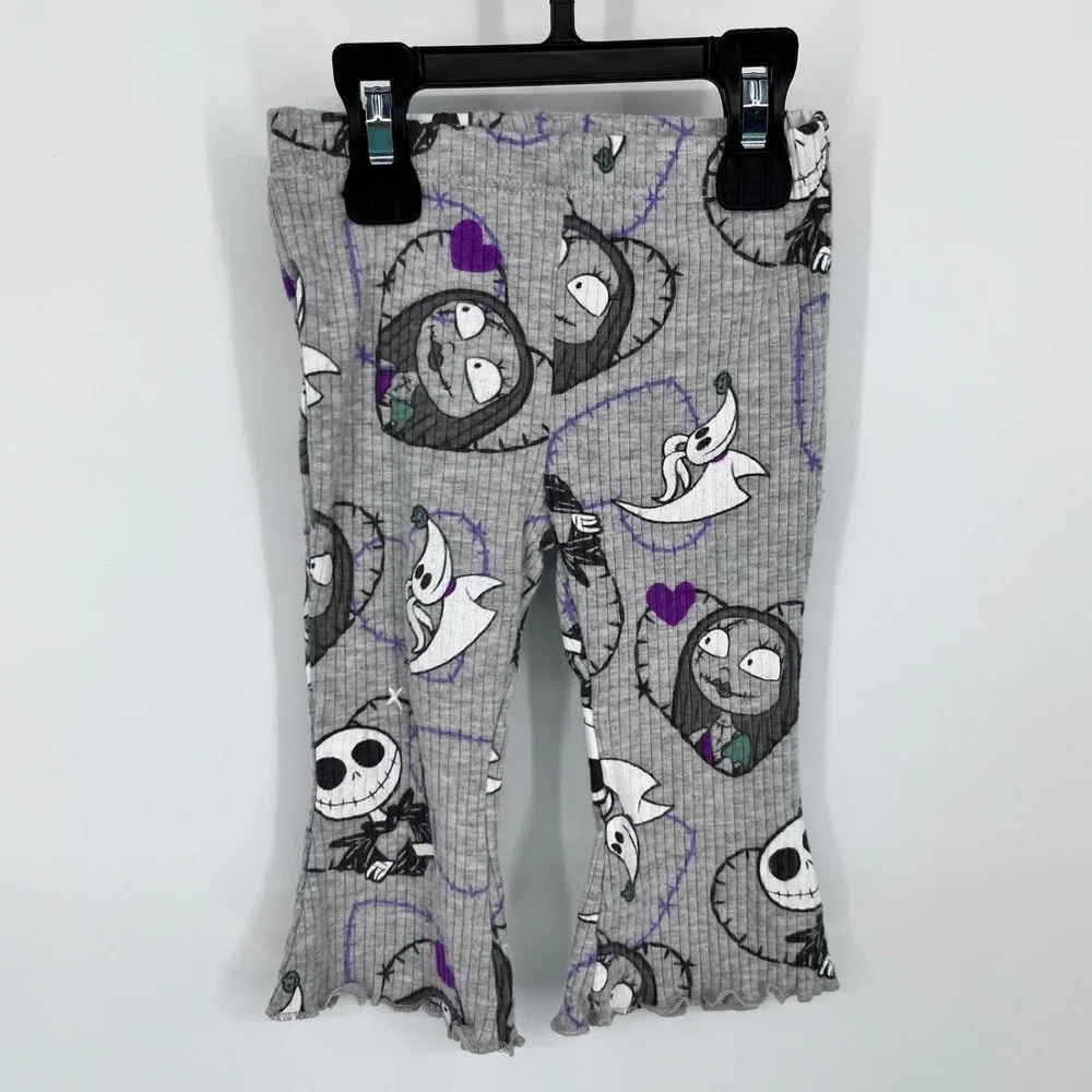Disney Nightmare Before Christmas Set Girls 3-6M Gray Jack Sally Fleece‎ Flare